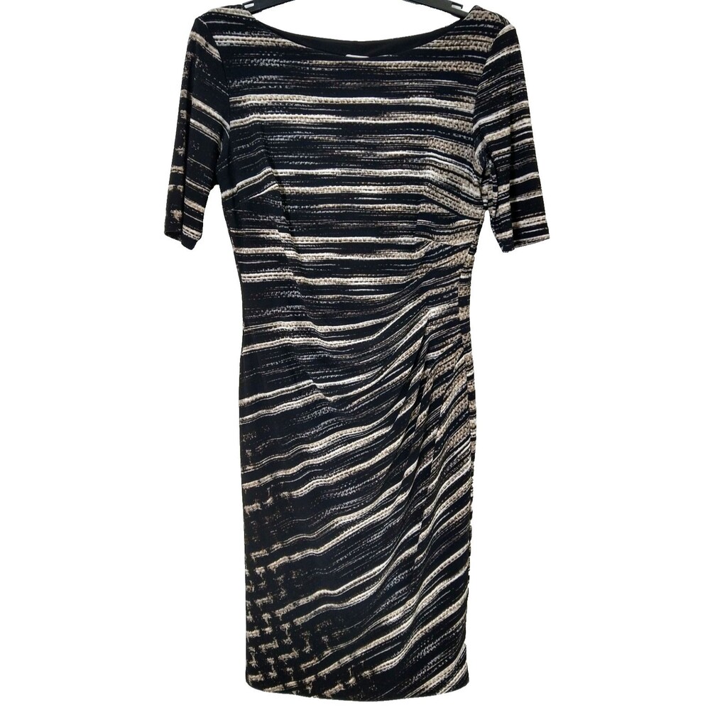 Flattering Brown Dress w/ Ruching Stretch VTG 90s Y2K Anne Klein Classic sz 4